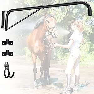 Swinging arm Horse Wash Attachment, Hose Boom Arm Wall Mount Minimizing the Risk of Stumbling or Trampling While Washing Your Horse Hose Boom Fits for Standard Garden Hose, Hose Not Included