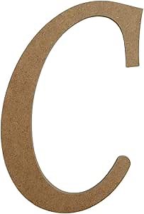 16" Wooden Monotype Font Craft Letter C Unfinished, Blank Fancy Script Monogram Cutout on 1-4" MDF