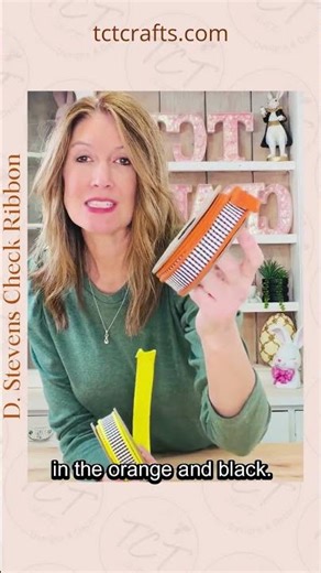 D. Stevens Black & White Check Wired Ribbon | Yellow or Orange Accent