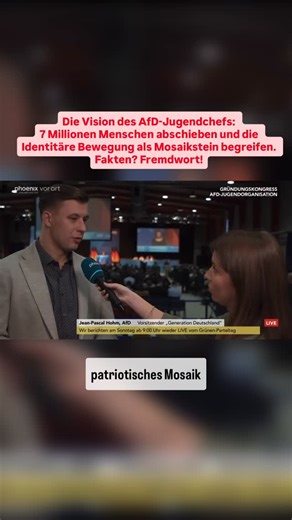 Osman Yusuf | Die Vision des AfD-Jugendchefs Hohm: Sieben Millionen Menschen deportieren und die Identitäre Bewegung als Mosaikstein begreifen. Fakten... | Instagram