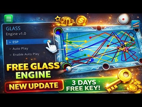 🔥100% Free Glass Engine Mod Menu Free 3 Days With Auto Play | 8 Ball Pool Mod Menu Free For All