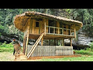 Full Video : 35 Days To Build A Farm Bamboo House, Build A Kitchen, Outdoor Bathroom