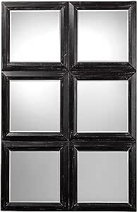 Benjara Mirror with MDF Window Pane Design Frame, Black