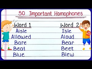50 homophones words in English with meaning | 50 Homophones | Homophones In English |English Grammar