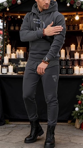 Gray and Black Logo Sport Set for Daily Commuting