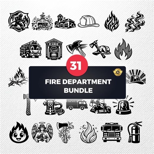 Fire Department SVG Bundle | 31 Firefighter Clipart | PNG EPS Pdf Dxf | Cricut Silhouette Cut Files - Etsy