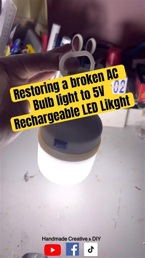 Restore a 220v LED Buld light to 5v rechargeable LED light . #shorts #diy #restoration #ledlights