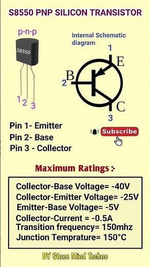 S8550 Transistor Pinout Details||S8550 Transistor Schematic Diagram