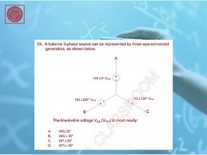 3 Phase, Y Connected, Line to Line Voltage, Real Time Solution 59 for FE Exam Mock Question Series 1