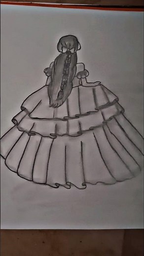 How to draw a Girl Beautiful Dress -Pencil sketching || Drawing tutorial for beginner || Girl sketch