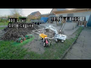 VOLLMETALL - Hydraulik Bagger | 600 Liter Gülle Lagune | AMEWI - G308H | Kurzfilm | 4K | 10K Bagger