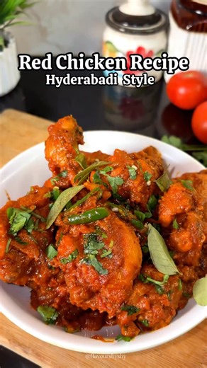 Shysta Perween | Patna blogger on Instagram: "Hyderabadi Red Chicken (also called Hyderabadi Lal Murgh) is a traditional spicy chicken curry from Hyderabad, famous for its deep red color and bold flavors. INGREDIENTS ⬇️ * Chicken – 750 gm * Onions – 2 sliced * Yogurt (curd) – 1 cup * Ginger-garlic paste – 1 tbsp * Oil – ½ cup * Turmeric – ½ tsp * Red chili powder – 1 tsp * Kashmiri Red chilli powder 2 Tbsp * Coriander Powder– 1 tsp * Salt to taste * Green chilli paste 2-3 * 2 Tbsp Tomato Ketchup