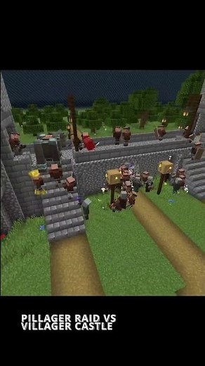 PILLAGER RAID VS VILLAGER CASTLE - MINECRAFT MOB BATTLE