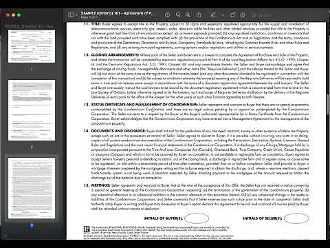 OREA FORM 101 Agreement of Purchase and Sale Explanation
