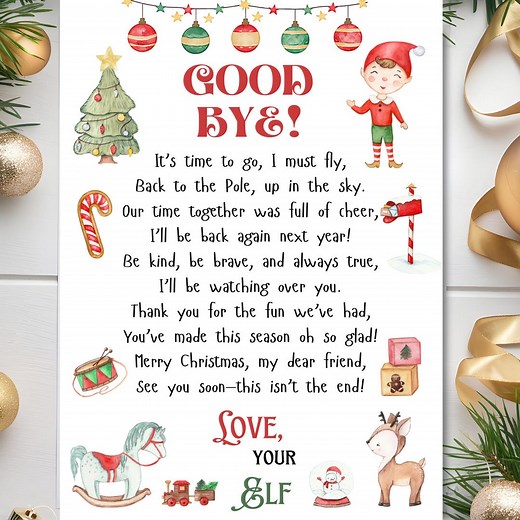 Elf Goodbye Letter Printable, Christmas Elf Poem, Holiday Elf Farewell Note for Kids, Christmas Eve Tradition, Instant Digital Download - Etsy