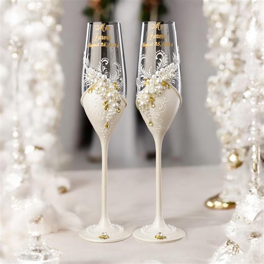 Personalized Wedding Champagne Flutes Set, Engraved Mr and Mrs Glasses With Cake Cutting Knife and Server, Wedding Gift for Couple - Etsy