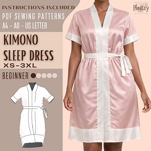 Kimono Sewing Pattern, Women Robe Beginner Pattern, Beach Cover Pattern, Bathrobe Pattern, 7 Sizes, Women Sewing Pattern, Instant Download - Etsy Canada