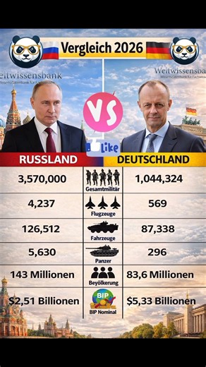 Russland vs Deutschland 2026 🇷🇺🇩🇪 Militär Vergleich – Wer ist stärker? #shorts