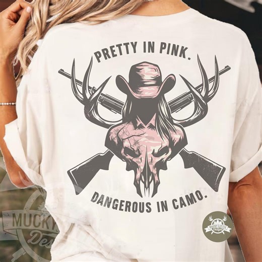 Camo Deer Hunting PNG: Pretty in Pink Dangerous Womens Sublimation Design (digital Download) - Etsy