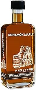 Runamok Organic Bourbon Barrel Aged Maple Syrup - Vermont Maple Syrup, Pure Maple Syrup for Cocktails, Cheese Pairing & Perfect To Be Used As Pancake Syrup, Maple Syrup Organic | 8.45 Fl Oz (250mL)