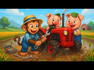 How a Clever Monkey Farmer Fixes the Tractor and Plows the Rice Field | Funny Farm Style
