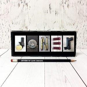 Gun Letter Art, Custom Gun Last Name Sign, Custom Gun Art Artwork, Gun Decor Decorations, Gun Gifts for Men, Gun Metal, Shoot Like A Girl - Etsy