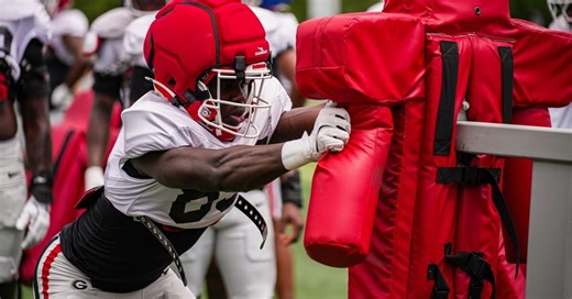 Georgia outside linebacker Chase Linton making noise during second spring