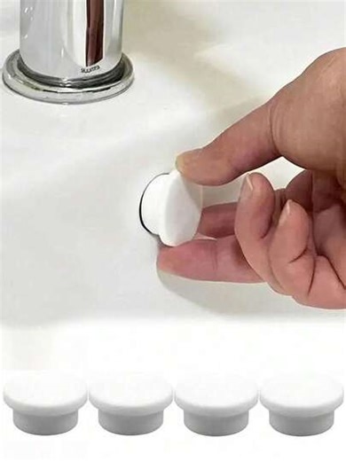 Plated Plastic Sink Overflow Cover, Round Perforated Drain Cover, Bathroom Kitchen Sink Accessory Overflow Drain Trim, Silver | SHEIN