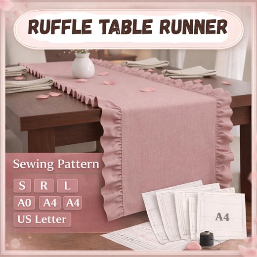 Ruffle Table Runner Sewing Pattern: Kitchen Decor, Home Decor, Illustrated Instruction, Instant Download - Etsy