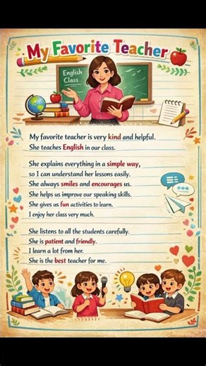 My Favorite Teacher |Easy English Paragraph |Reading & Speaking Practice for Beginners #learnenglish