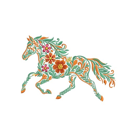 Floral Horse Embroidery Design: Machine Embroidery Pattern (DST, PES, JEF) - Etsy