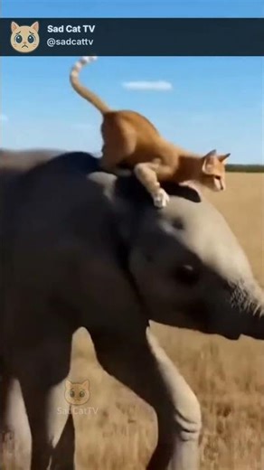 Cat Rides Baby Elephant to Escape a Tiger! 😱
