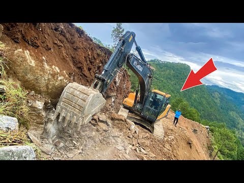 Building a HIGH-RISK Mountain Road with ONLY an Excavator | Excavator Working Video | Trackhoe