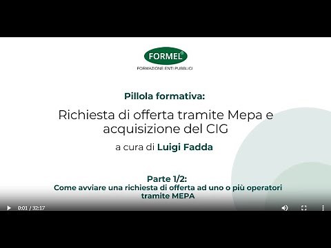 Tutorial - RDO Richiesta di offerta tramite Mepa e acquisizione del CIG