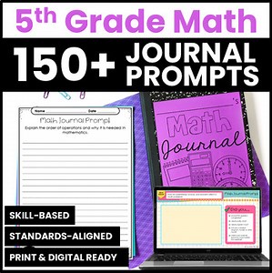 5th Grade Math Journal | Math Writing Prompts - Printable and Digital