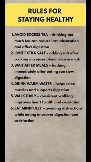 Rules for Staying Healthy | Simple Daily Habits That Protect Your Body #myhealthmatters #healthy