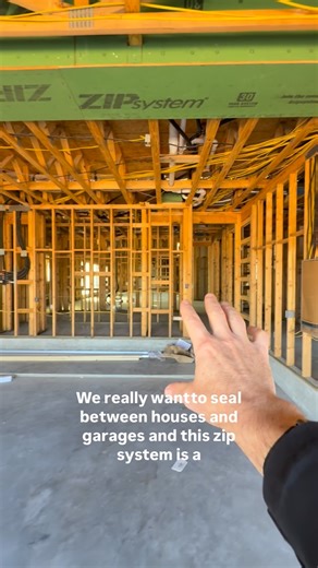 Matt Risinger on Instagram: "Integral Garages are Tricky to Air Seal! Don’t rely on Drywall or SPF. Zip Sheathing & tape works MUCH better. But it likely needs to be up before Trades start. #buildingscience #knowbetterbuildbetter #buildscience"