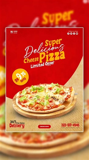 Pizza Social Media Poster Design | Graphic Design Tutorial