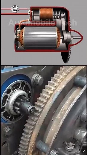 How Work Engine Starter Motor #mechanic #automobile #animation #starter #startermotor #shorts