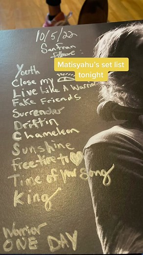 One signed set list per night😬 #setlist #matisyahu