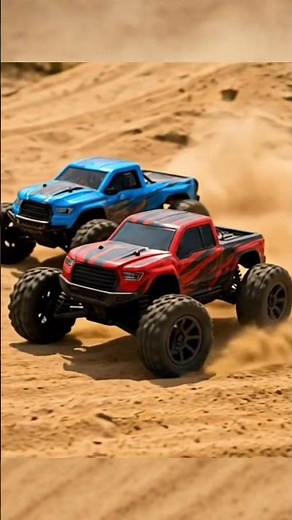 RC Monster Trucks Racing on Desert Sand