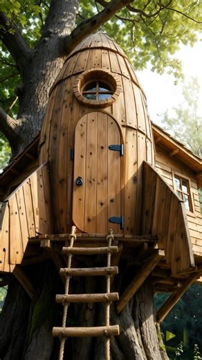 Rocket-Shaped Treehouse! 🚀🌳 A Stunning Design That Looks Ready for Launch!