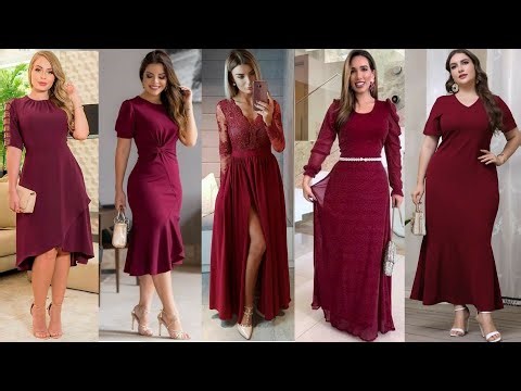 ELEGANT AND CASUAL LOOKS WITH WINE-COLORED DRESSES//MODERN DRESSES.