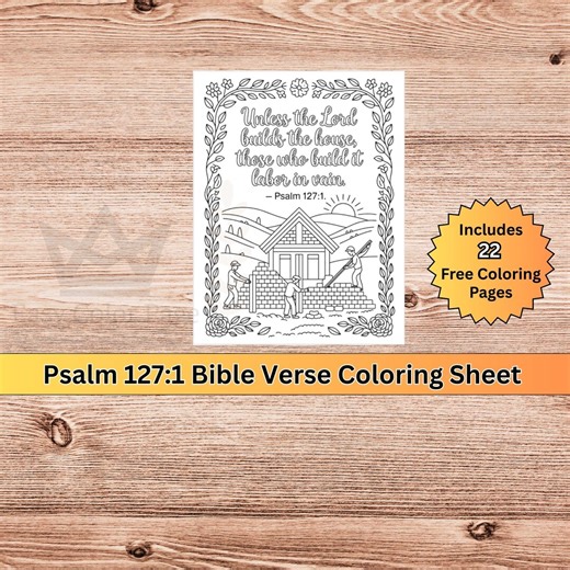 Psalm 127:1 Bible Verse Coloring Sheet | God's Word | PDF Download | Christian Coloring Book, Bible Coloring Book - Etsy