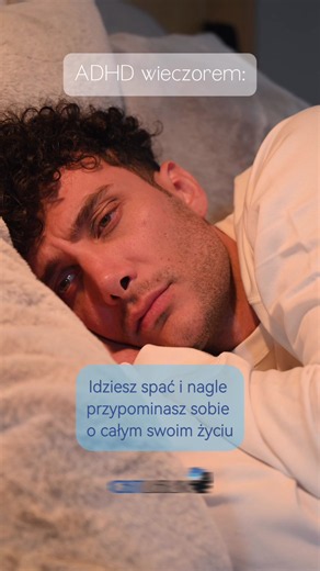 Przy ADHD zasypianie często nie jest takie proste. Ciało może być zmęczone, ale głowa dalej działa na pełnych obrotach. Nagle pojawiają się myśli, plany, wspomnienia, pomysły i rzeczy, które „koniecznie trzeba sprawdzić właśnie teraz”. To nie zawsze oznacza, że ktoś nie chce spać. Czasem mózg po prostu ma trudność z wyciszeniem się i przejściem w tryb odpoczynku. Znasz to? Też tak masz? #adhd #psychoterapia #terapia #emocje #cbt