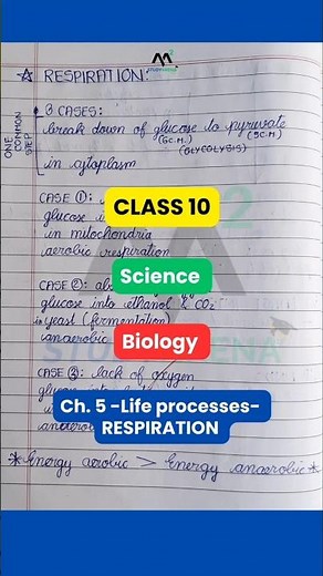 Class 10 Biology Handwritten Notes | Science Ch. 5 Life Processes - RESPIRATION #class10 #science