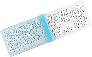 2 Pack Universal Computer Desktop Keyboard Cover Skin for Standard Size PC Computer Desktop Keyboards (Size: 17.52" x 5.51") Clear Waterproof Anti-Dust Silicone-Blue