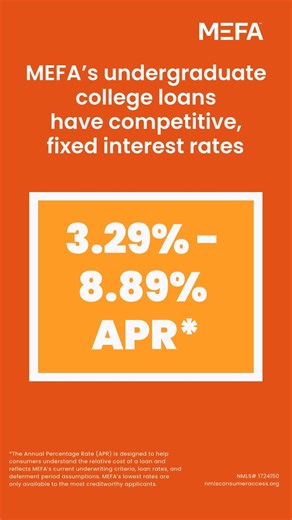 Are you about to pay your college bill? It’s not too late to apply for a loan! Borrow with confidence, with MEFA. Current interest rates are capped at 8.89% APR*. Apply today at mefa.org/loans | MEFA