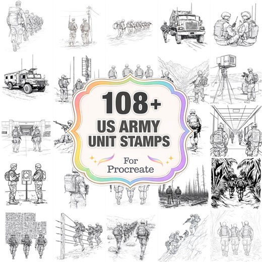 108  US Army Unit Design Stamps, Military Symbol Set, Instant Download - Etsy