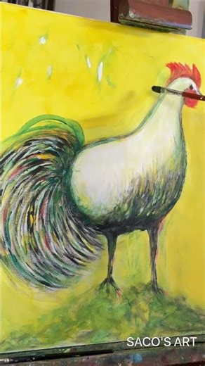 Rooster, #acrylicpainting and #RelaxingMusic, #art, #relaxpainting, #painting, #Shorts, #art
